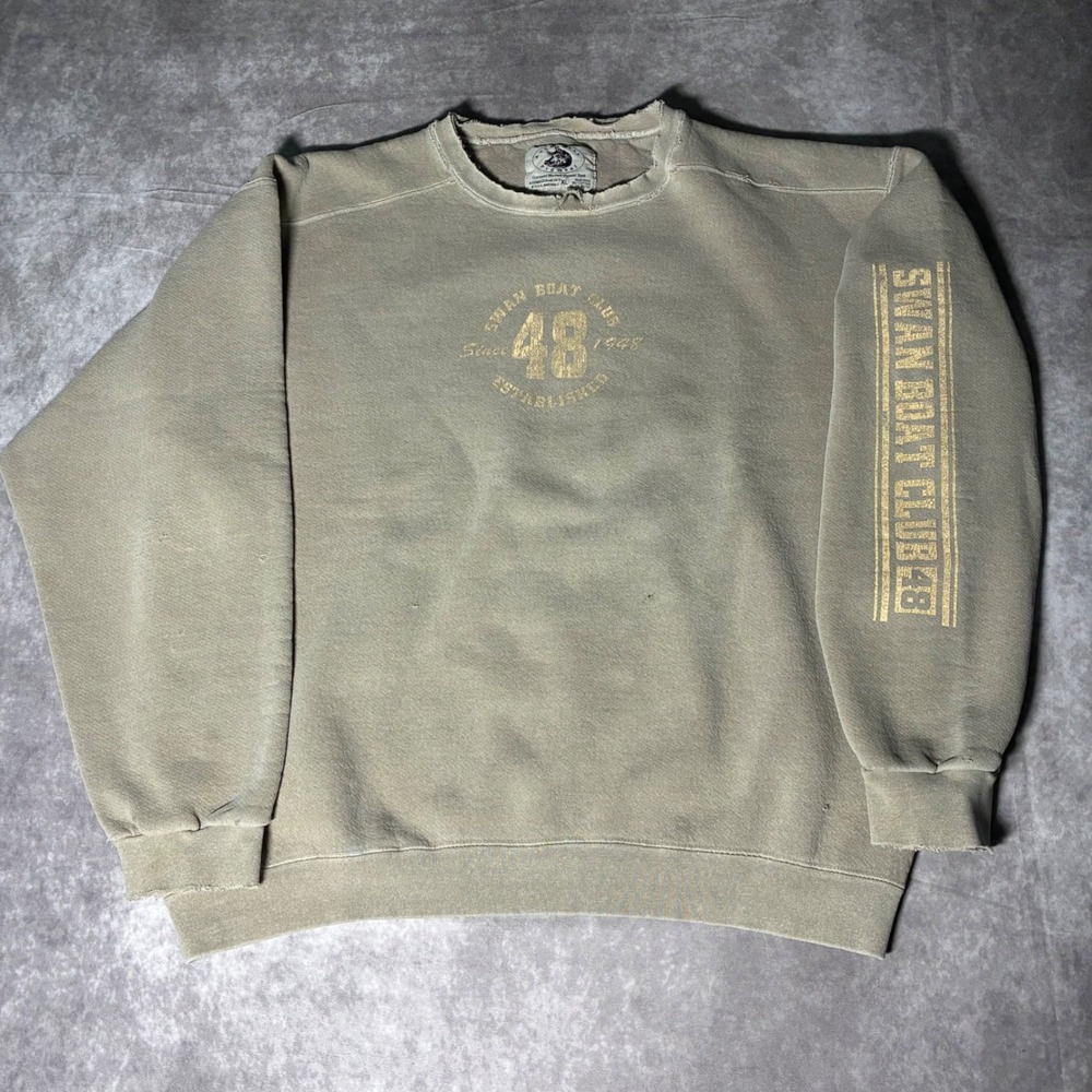 Vintage Distressed Swan Boat Club 48 Crewneck Sweatshirt Green reference piece